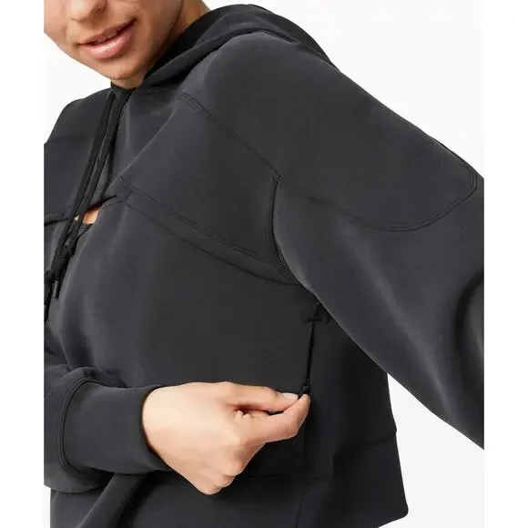 Lululemon Get Centred Crop Hoodie Black Size 4 Athletic Athleisure Vented Pocket - Picture 7 of 16